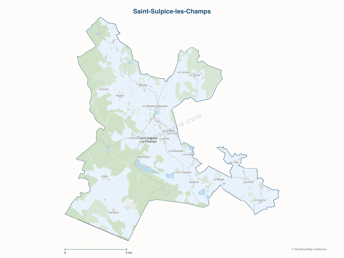Carte de Saint-Sulpice-les-Champs à personnaliser