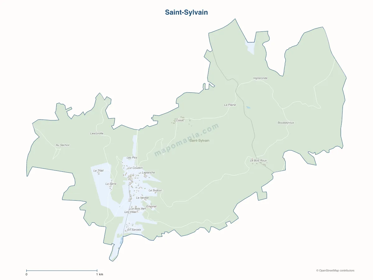 Carte de Saint-Sylvain à personnaliser