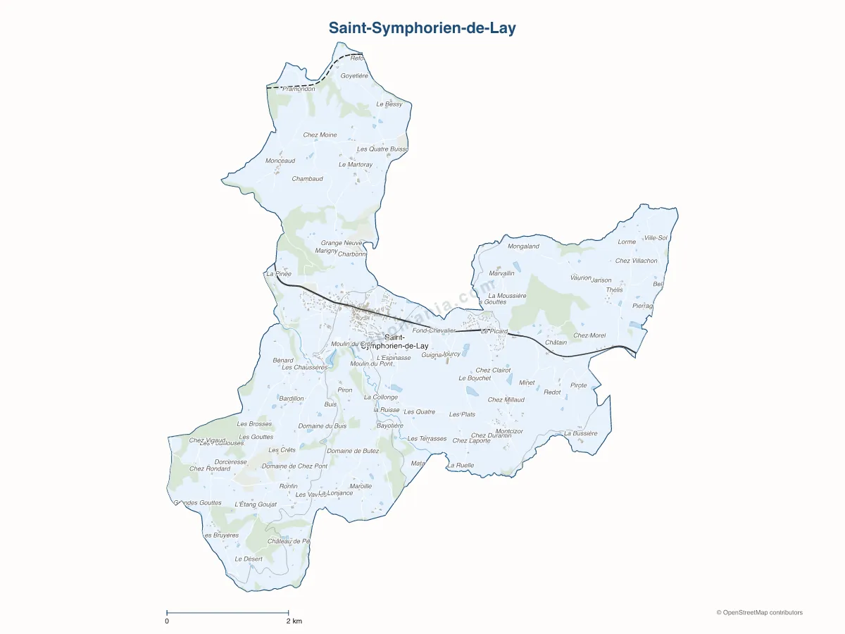 Carte de Saint-Symphorien-de-Lay à personnaliser