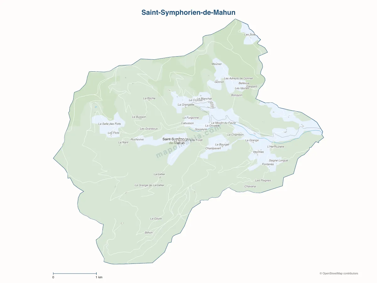 Carte de Saint-Symphorien-de-Mahun à personnaliser