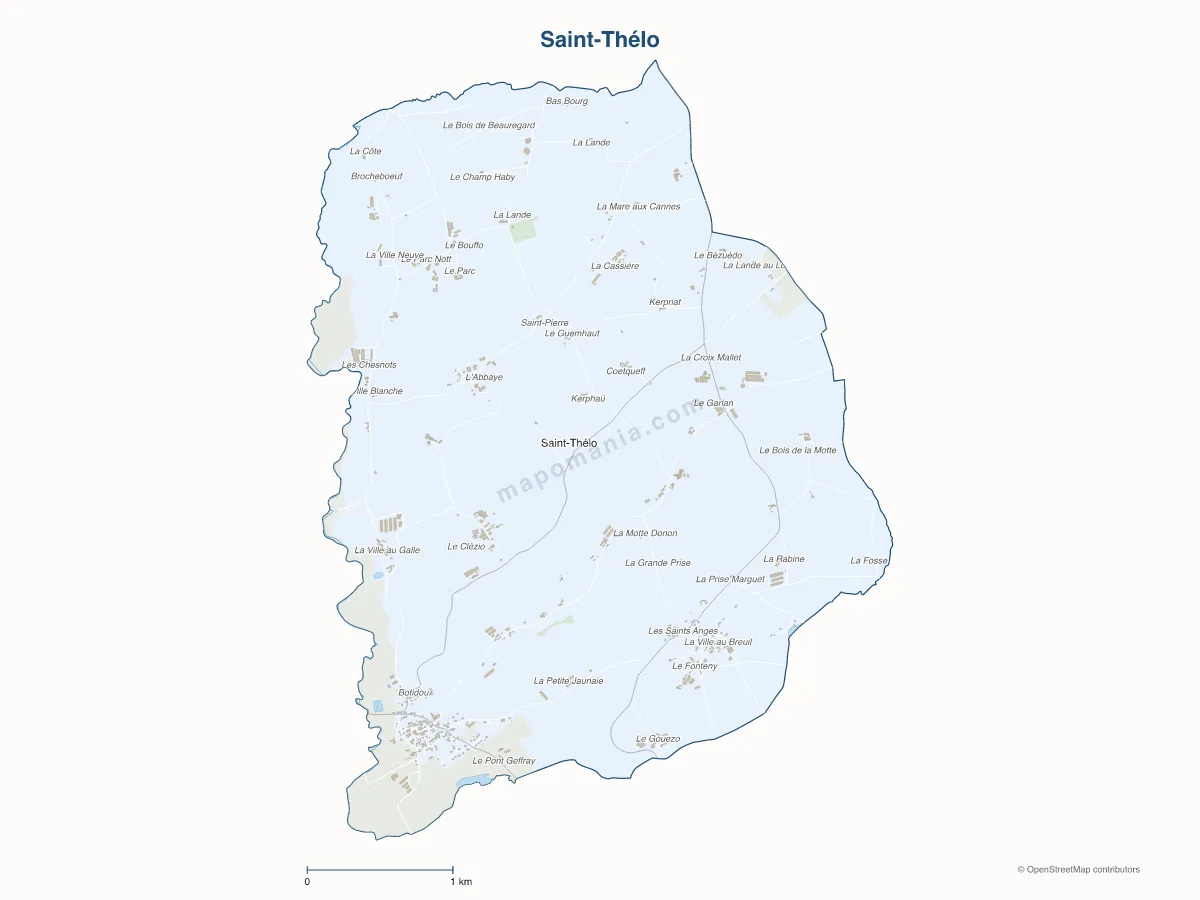 Carte de Saint-Thélo à personnaliser