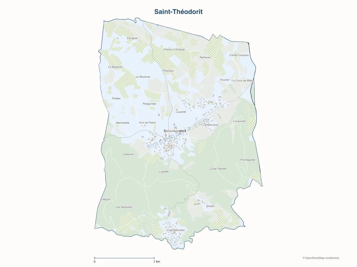 Carte de Saint-Théodorit à personnaliser