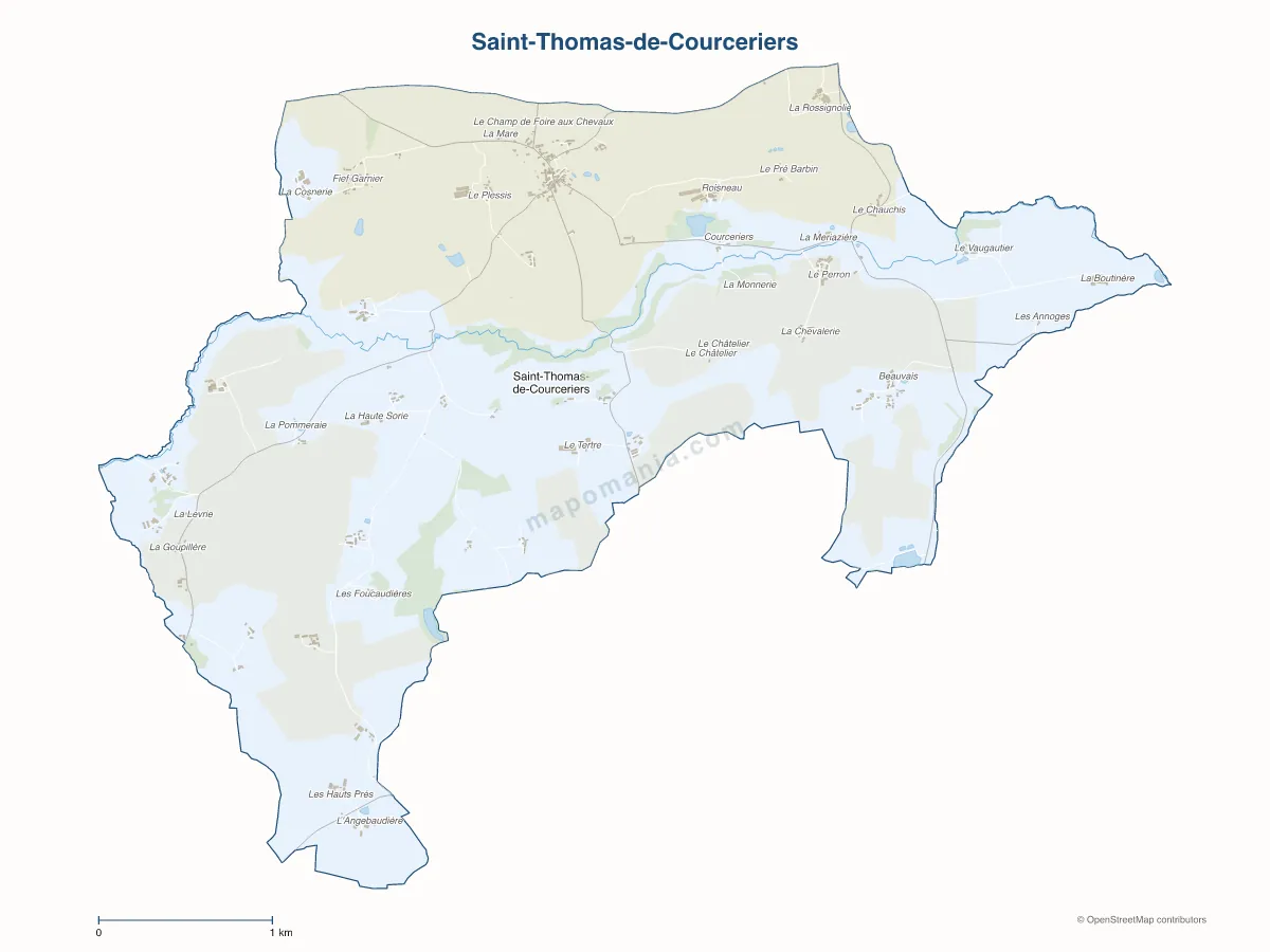 Carte de Saint-Thomas-de-Courceriers à personnaliser