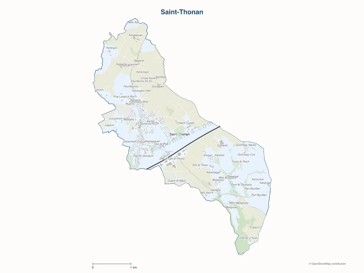 Carte de Saint-Thonan à personnaliser