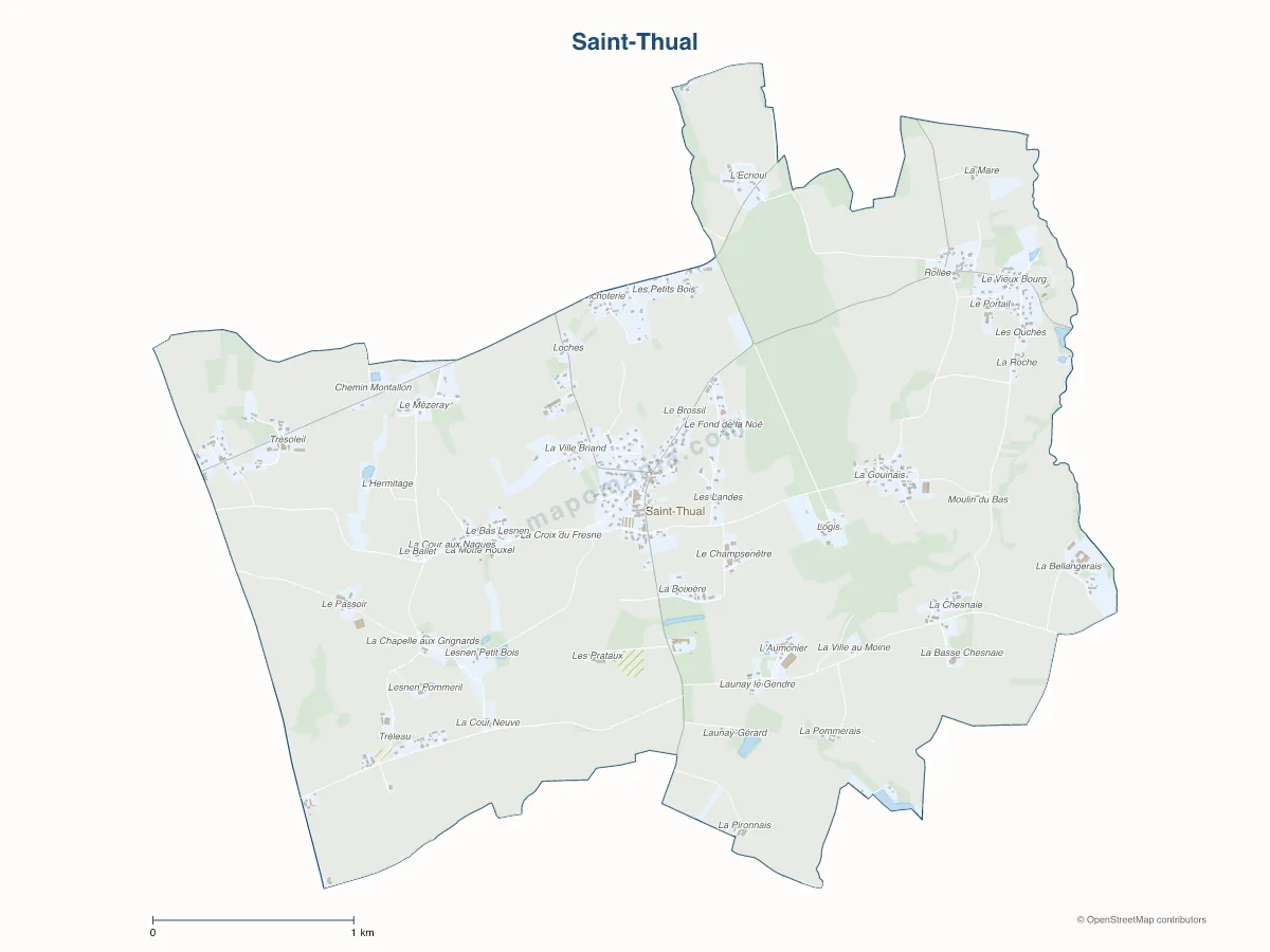 Carte de Saint-Thual à personnaliser