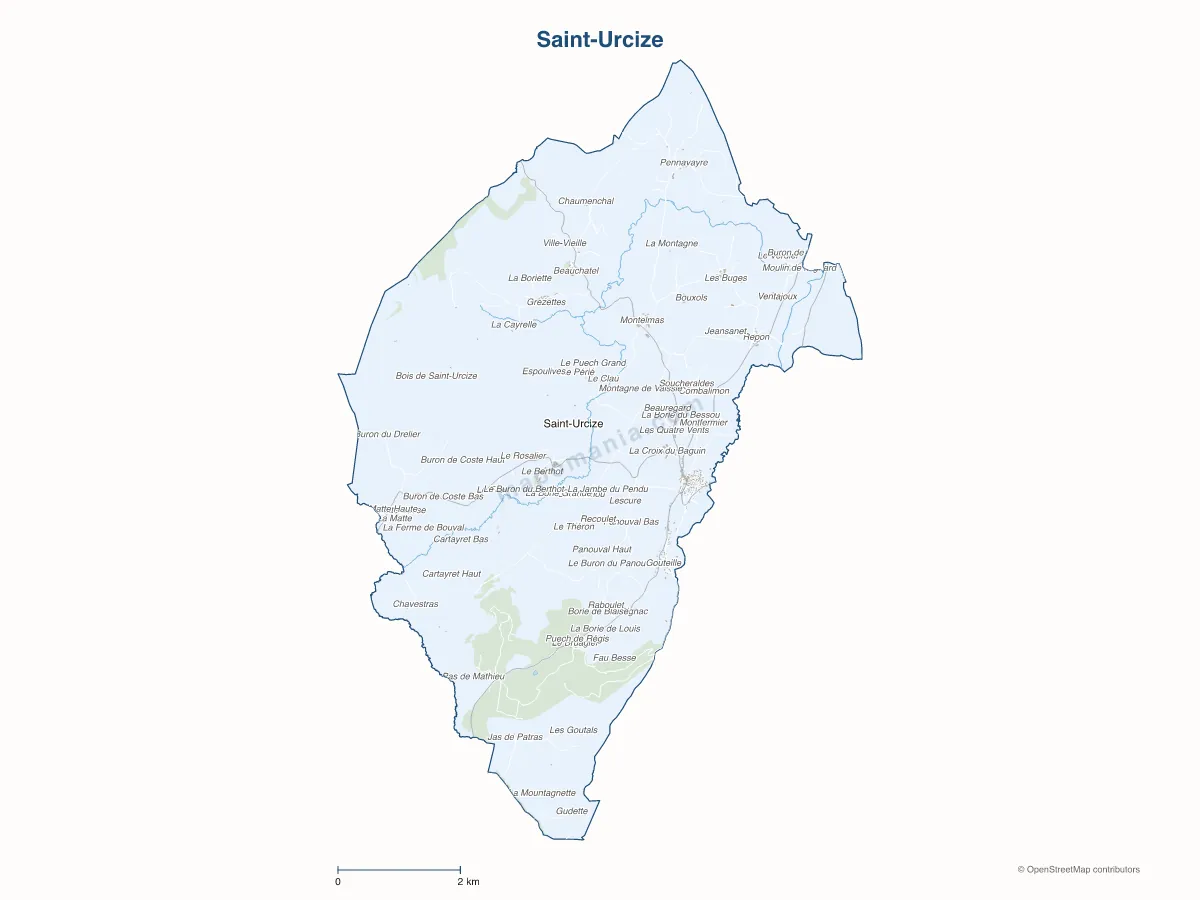 Carte de Saint-Urcize à personnaliser