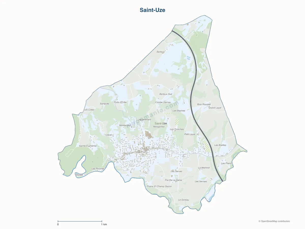 Carte de Saint-Uze à personnaliser