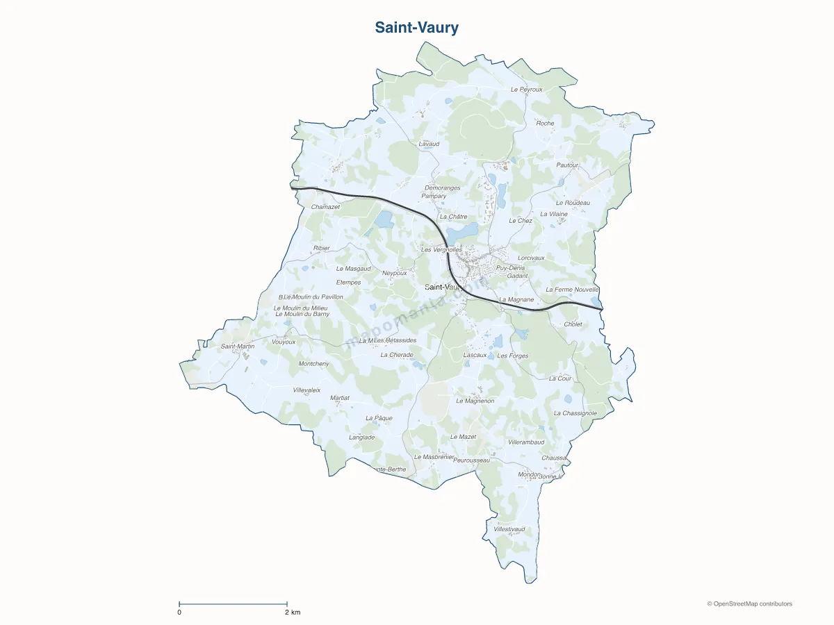Carte de Saint-Vaury à personnaliser