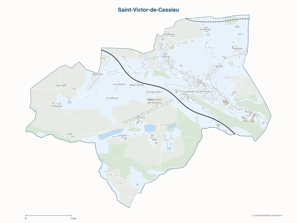 Carte de Saint-Victor-de-Cessieu à personnaliser