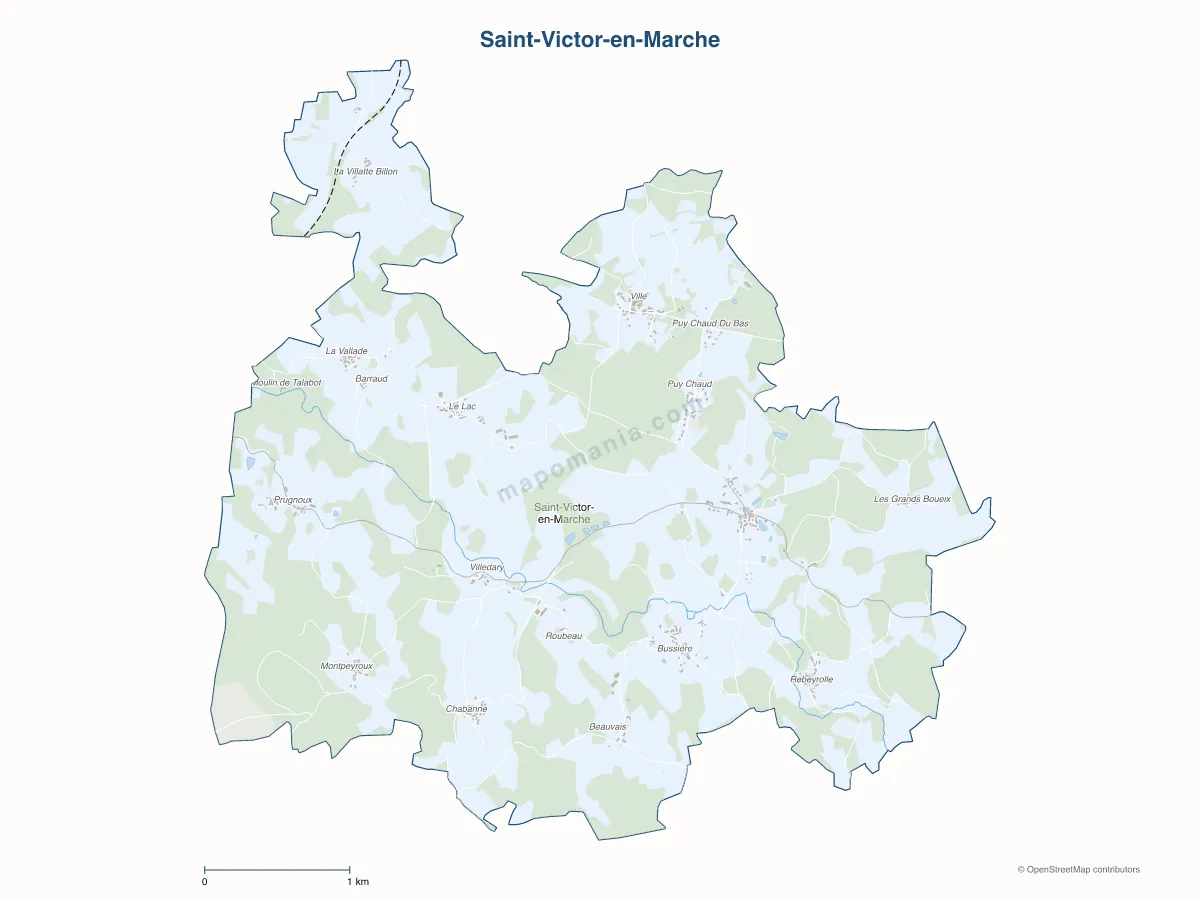 Carte de Saint-Victor-en-Marche à personnaliser