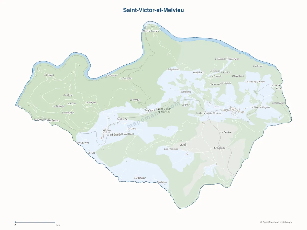 Carte de Saint-Victor-et-Melvieu à personnaliser