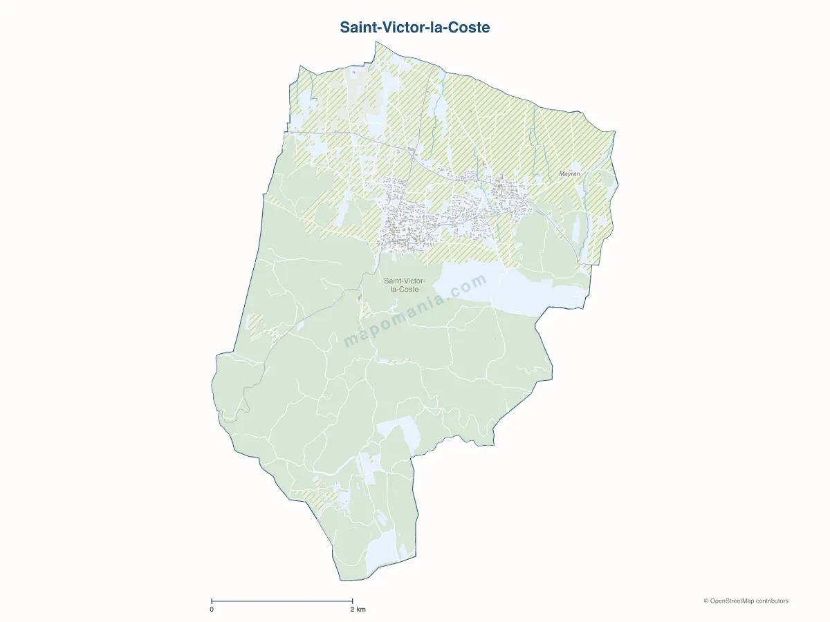 Carte de Saint-Victor-la-Coste à personnaliser