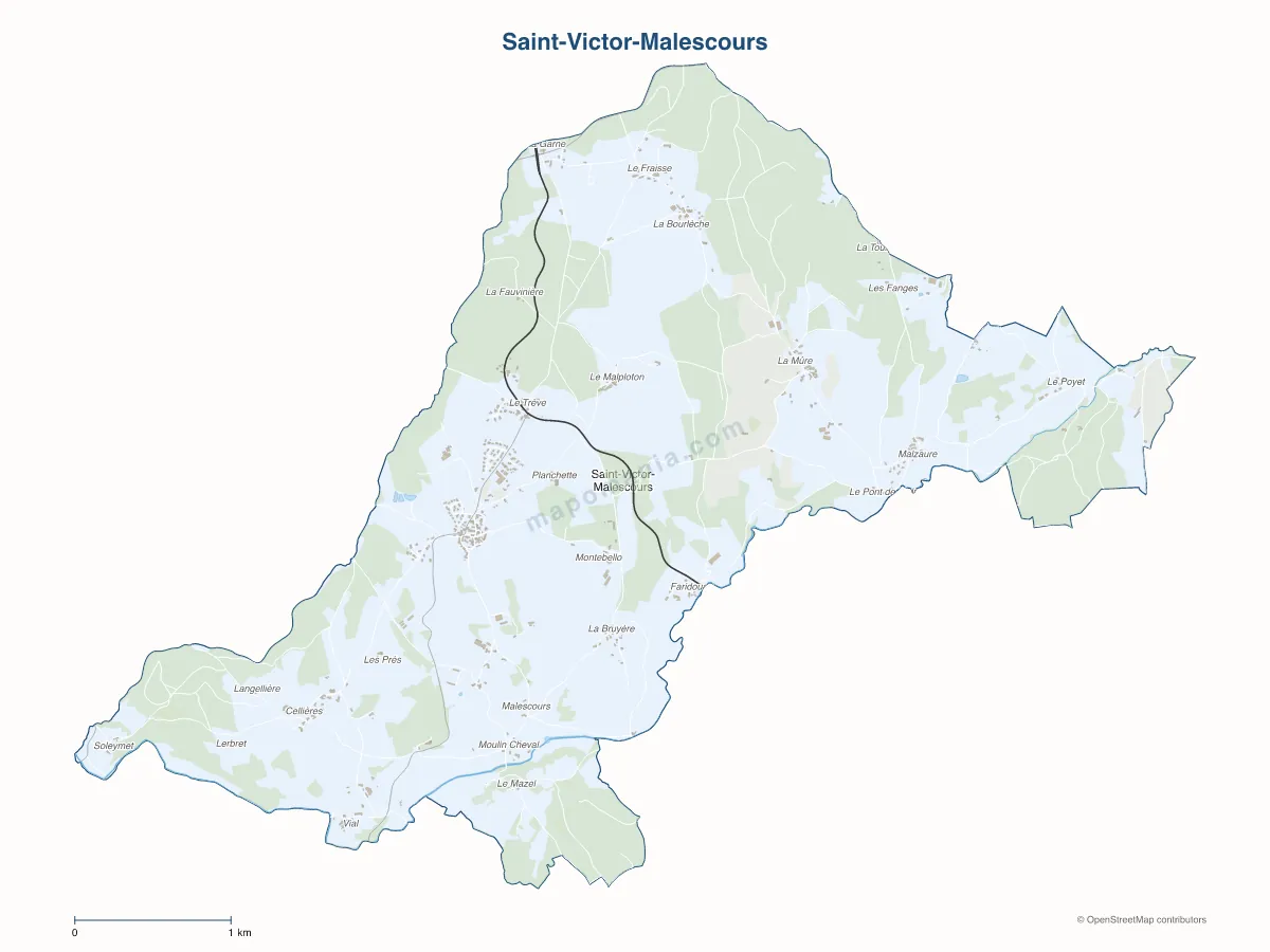 Carte de Saint-Victor-Malescours à personnaliser