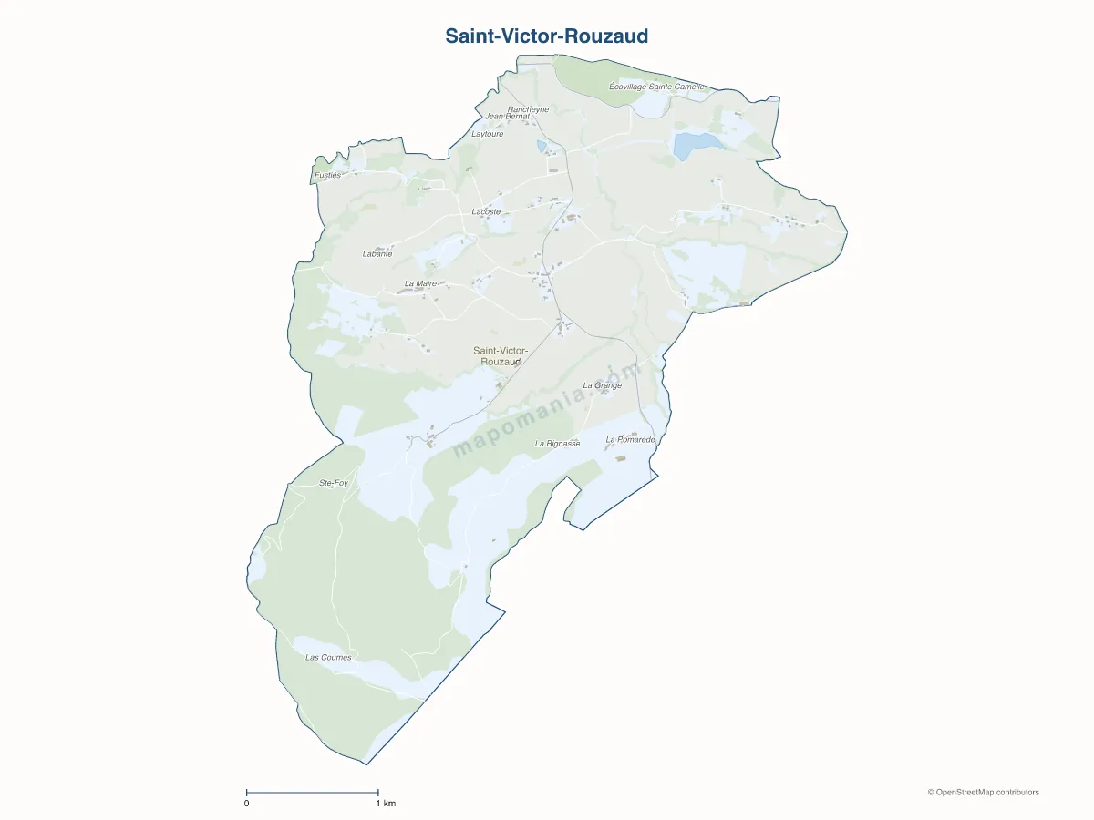 Carte de Saint-Victor-Rouzaud à personnaliser