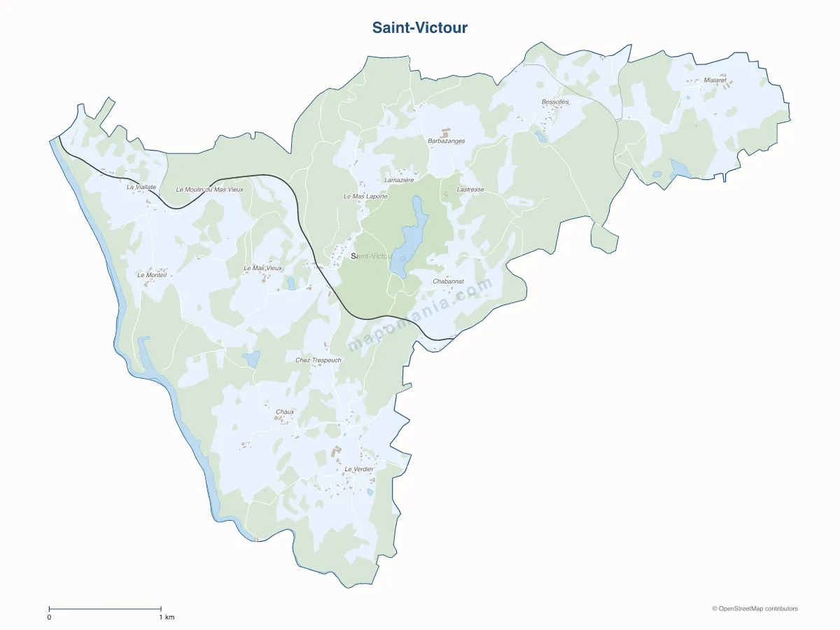 Carte de Saint-Victour à personnaliser
