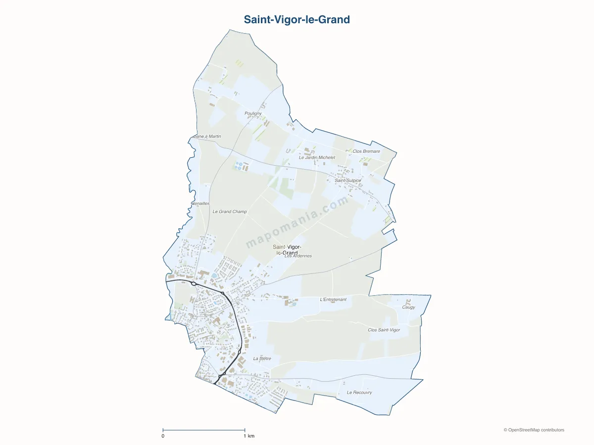Carte de Saint-Vigor-le-Grand à personnaliser