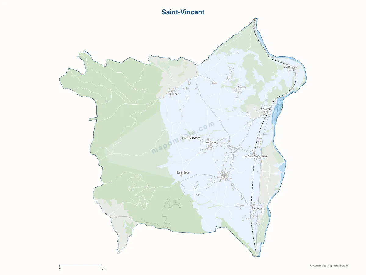 Carte de Saint-Vincent à personnaliser