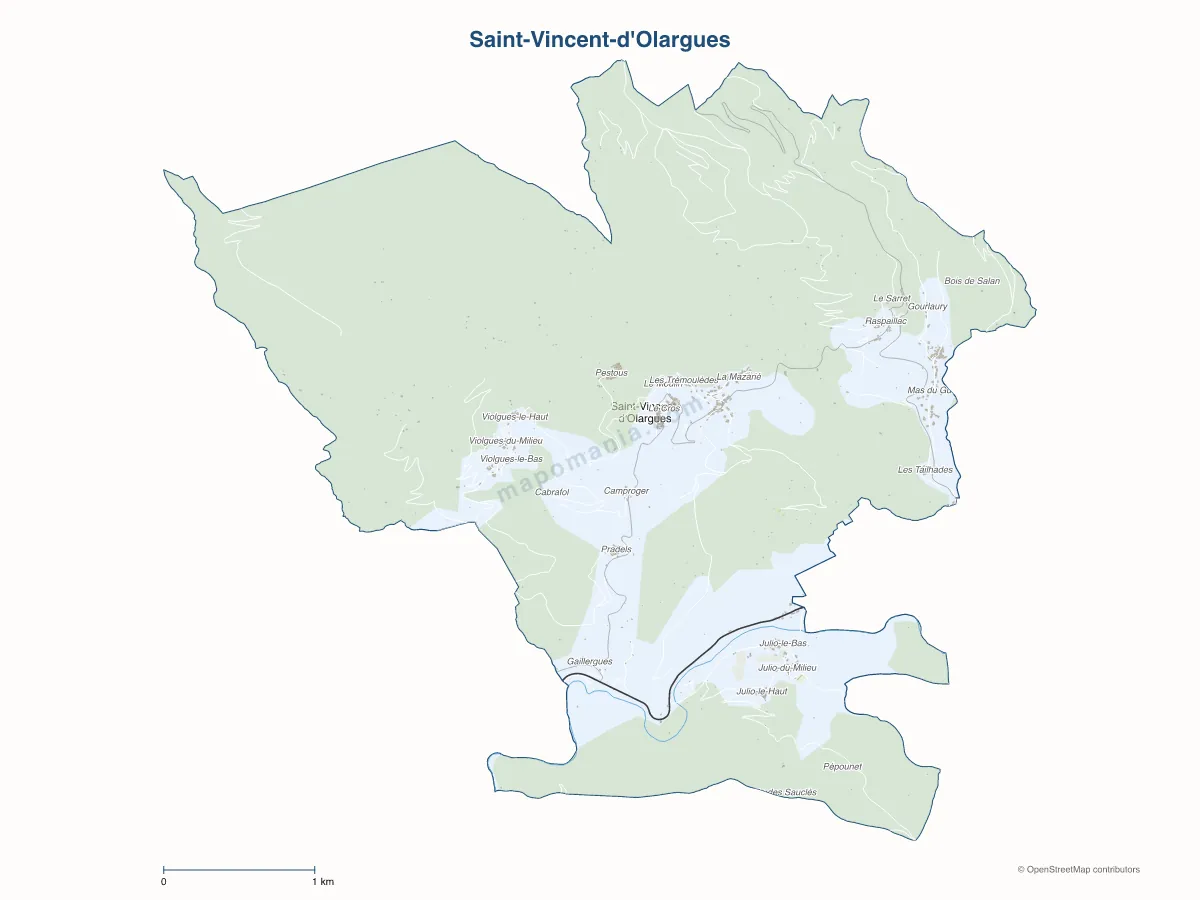 Carte de Saint-Vincent-d'Olargues à personnaliser