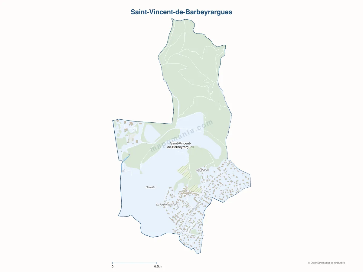 Carte de Saint-Vincent-de-Barbeyrargues à personnaliser