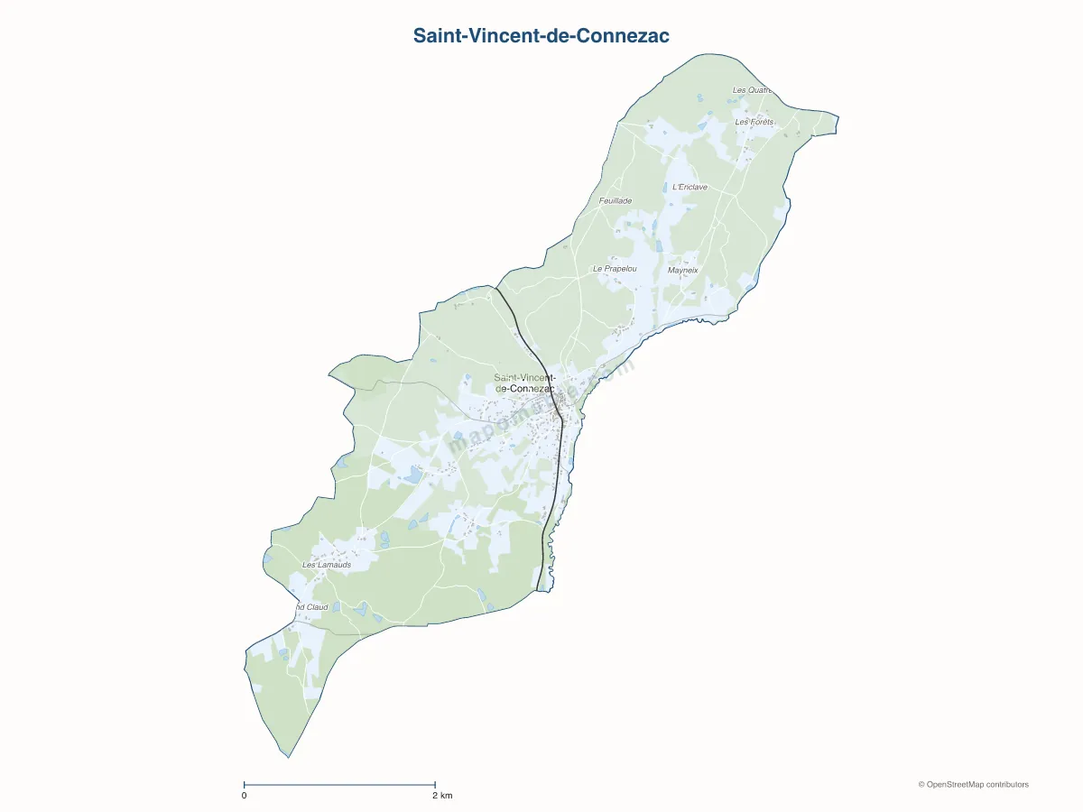 Carte de Saint-Vincent-de-Connezac à personnaliser