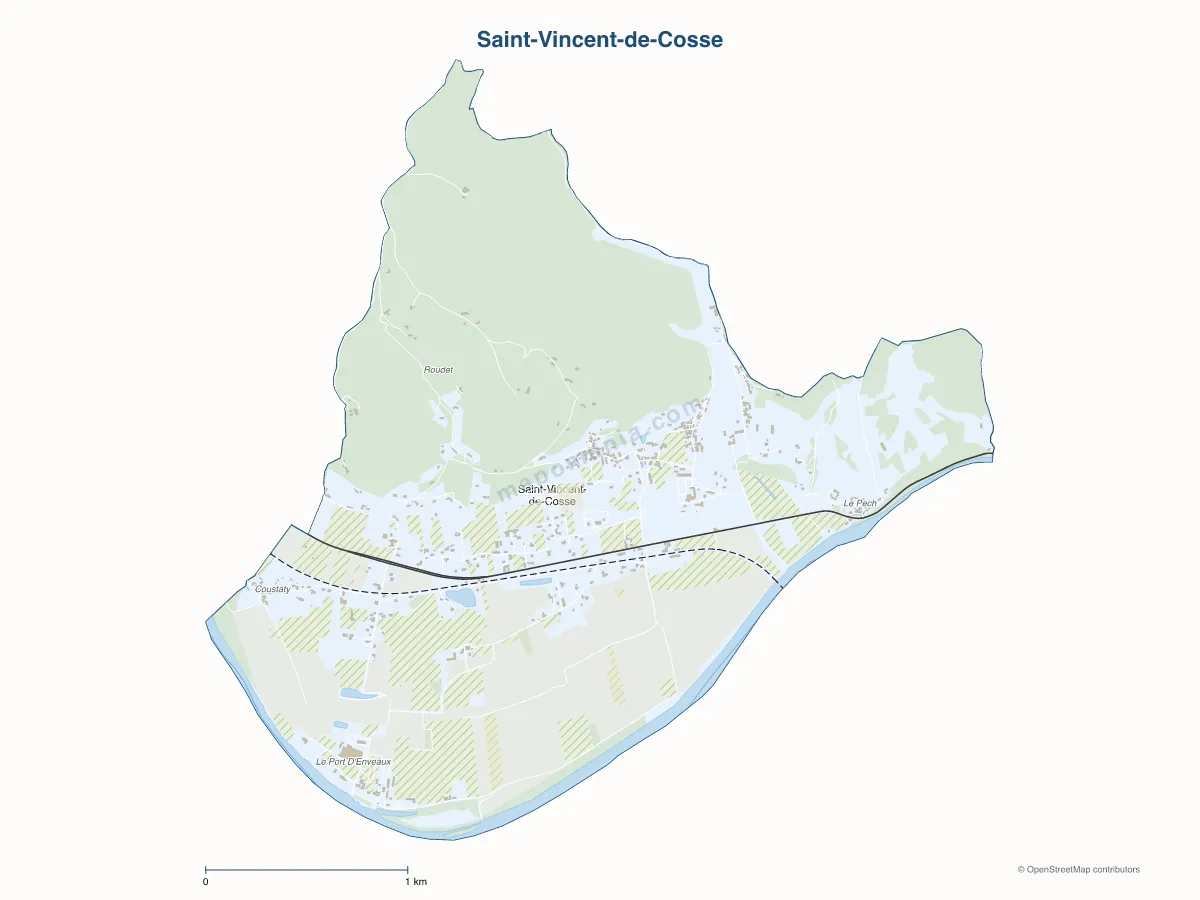 Carte de Saint-Vincent-de-Cosse à personnaliser