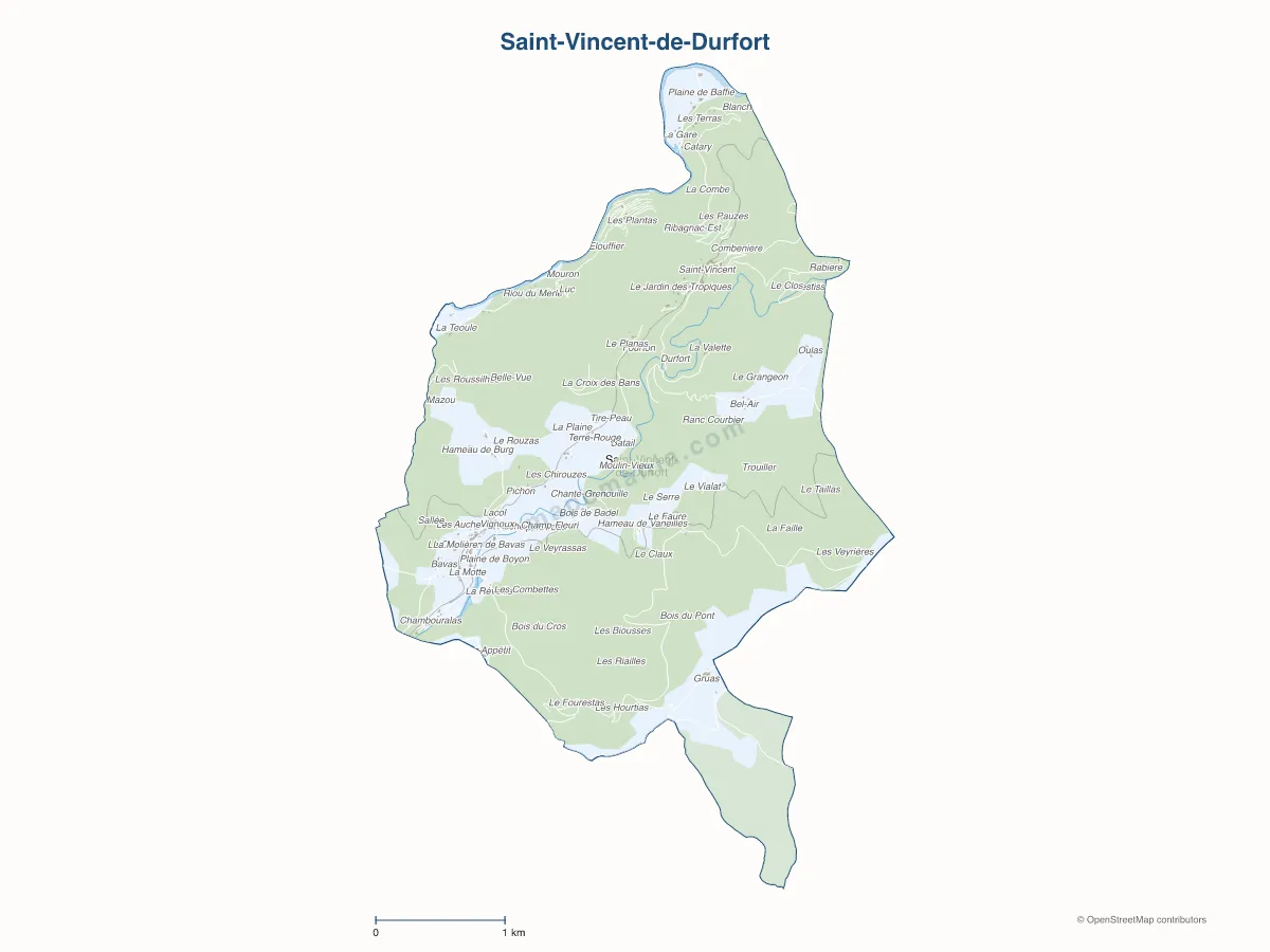 Carte de Saint-Vincent-de-Durfort à personnaliser