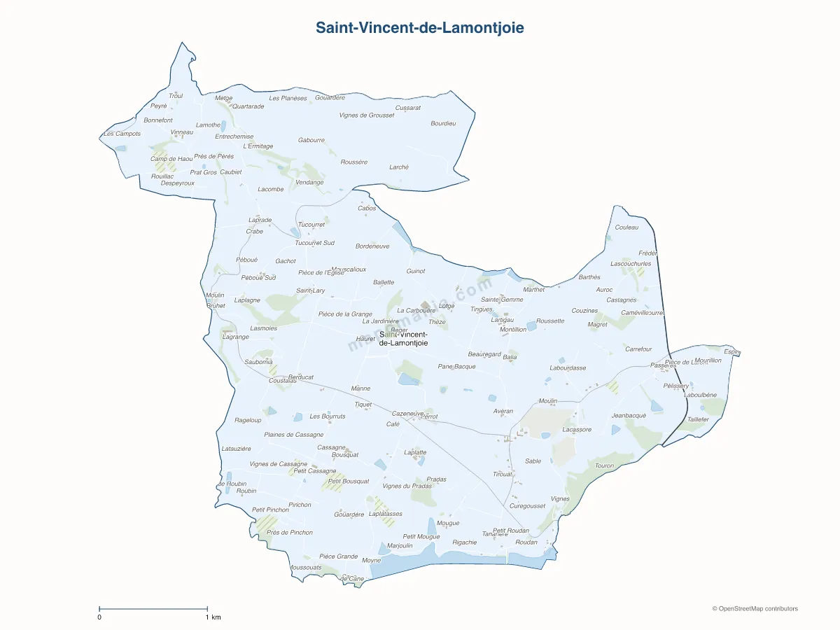 Carte de Saint-Vincent-de-Lamontjoie à personnaliser