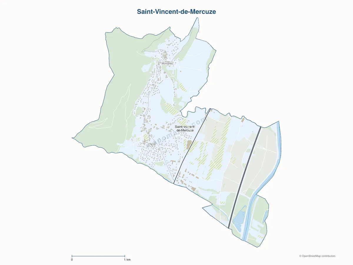 Carte de Saint-Vincent-de-Mercuze à personnaliser