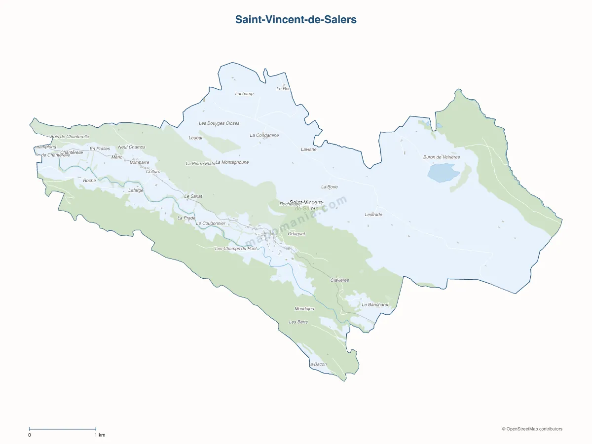 Carte de Saint-Vincent-de-Salers à personnaliser