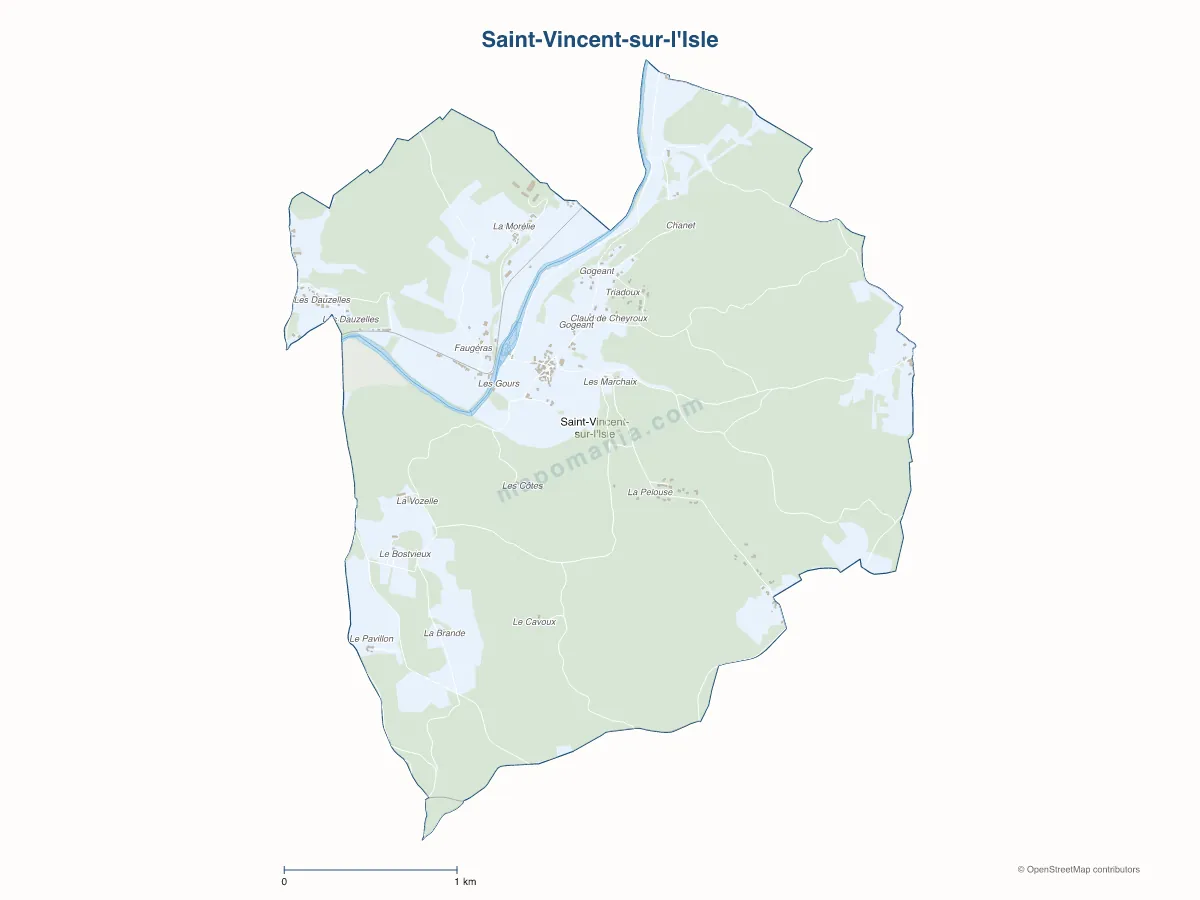 Carte de Saint-Vincent-sur-l'Isle à personnaliser