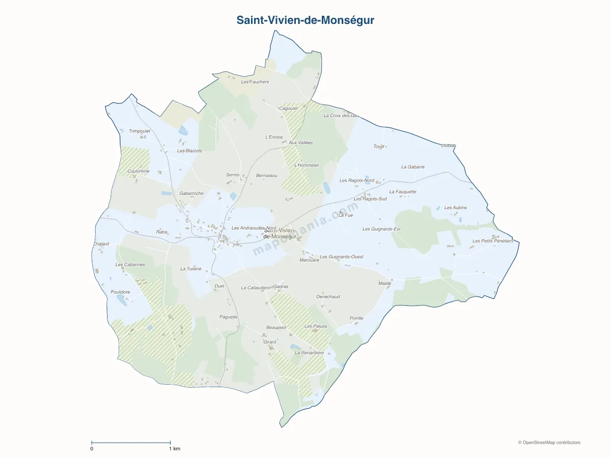 Carte de Saint-Vivien-de-Monségur à personnaliser