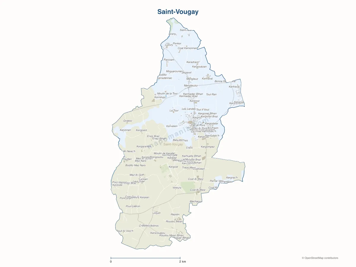 Carte de Saint-Vougay à personnaliser