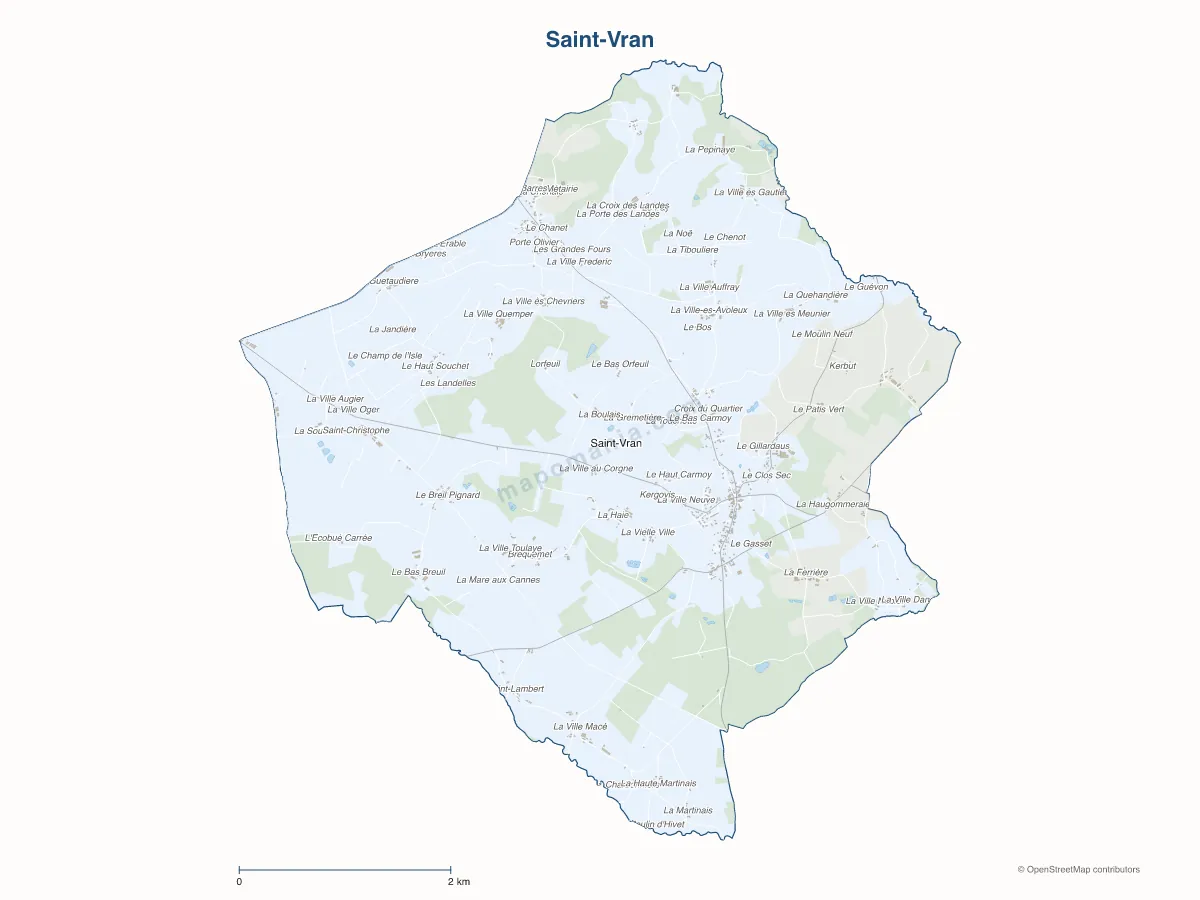 Carte de Saint-Vran à personnaliser