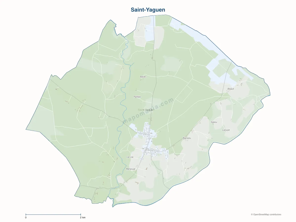 Carte de Saint-Yaguen à personnaliser