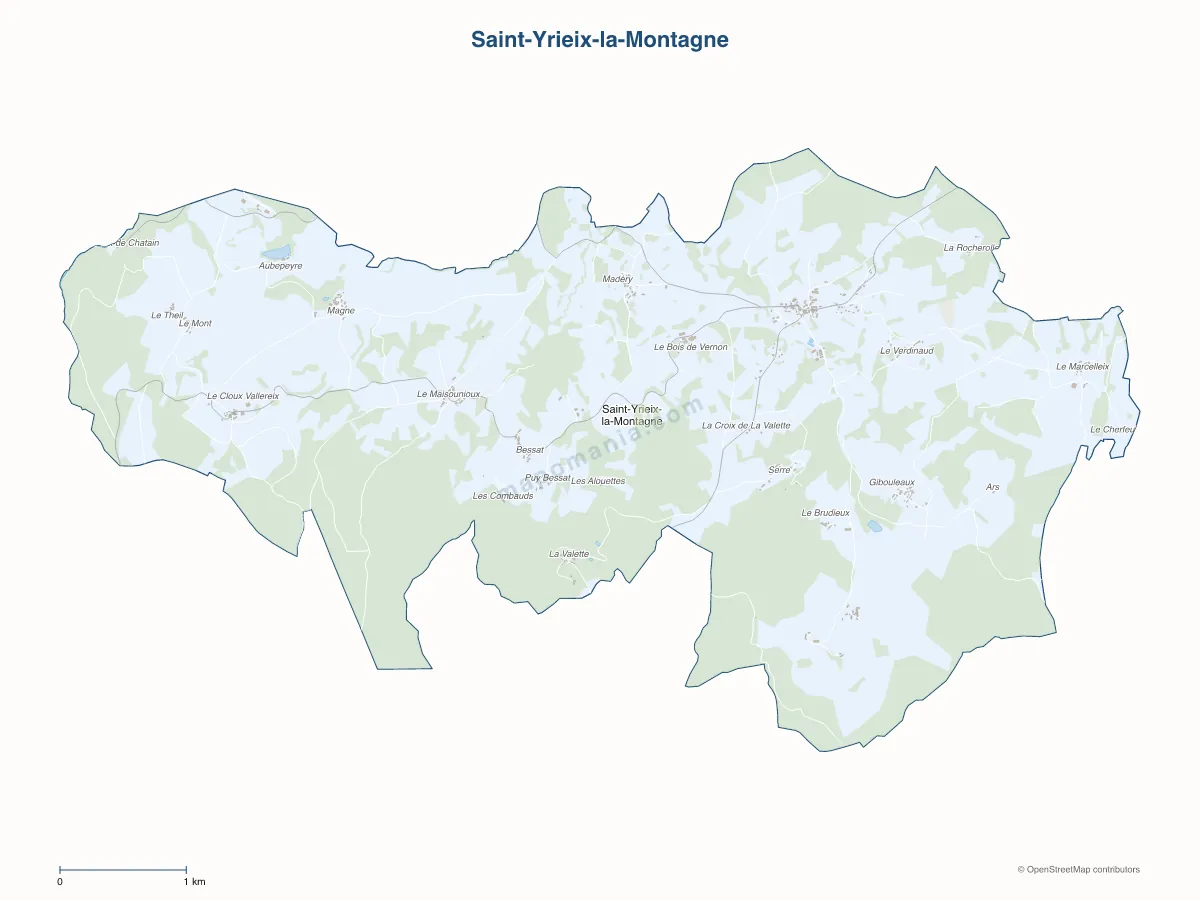 Carte de Saint-Yrieix-la-Montagne à personnaliser