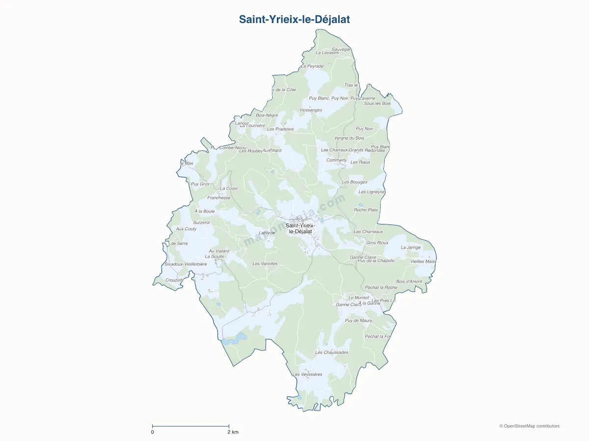 Carte de Saint-Yrieix-le-Déjalat à personnaliser