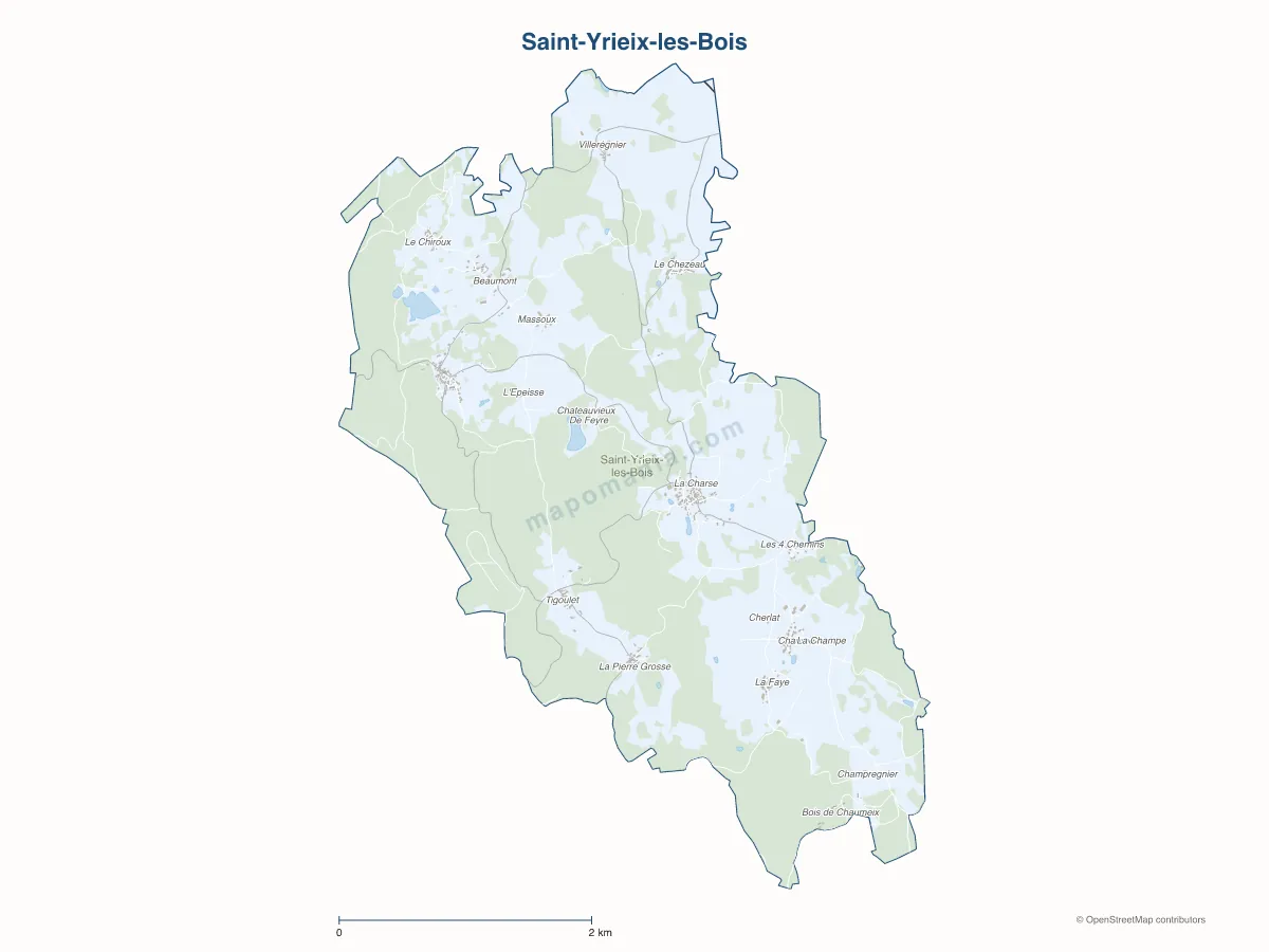 Carte de Saint-Yrieix-les-Bois à personnaliser