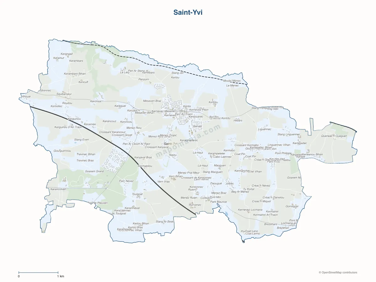 Carte de Saint-Yvi à personnaliser