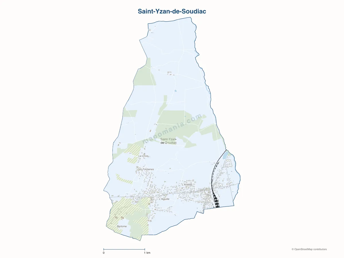 Carte de Saint-Yzan-de-Soudiac à personnaliser