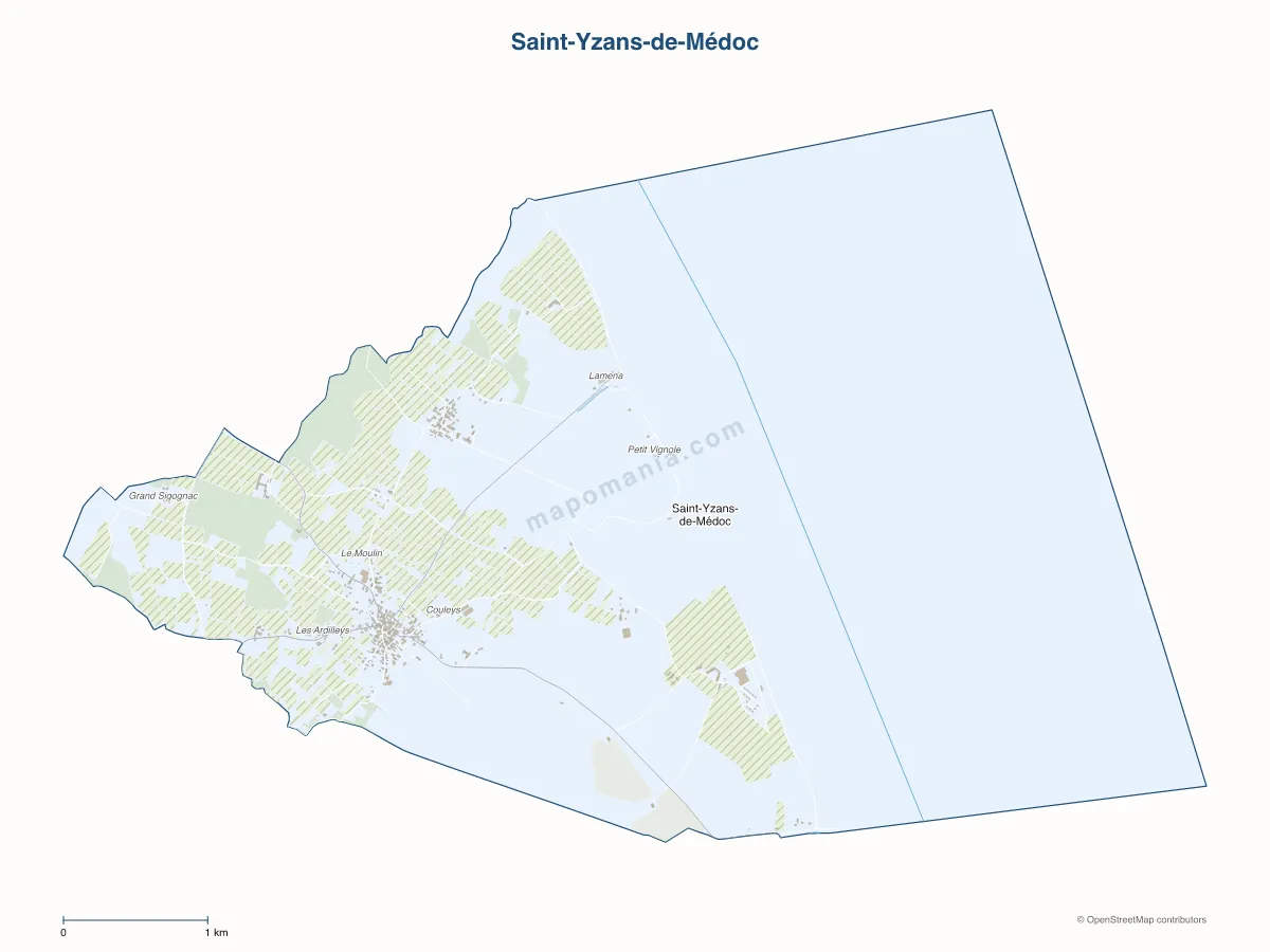 Carte de Saint-Yzans-de-Médoc à personnaliser