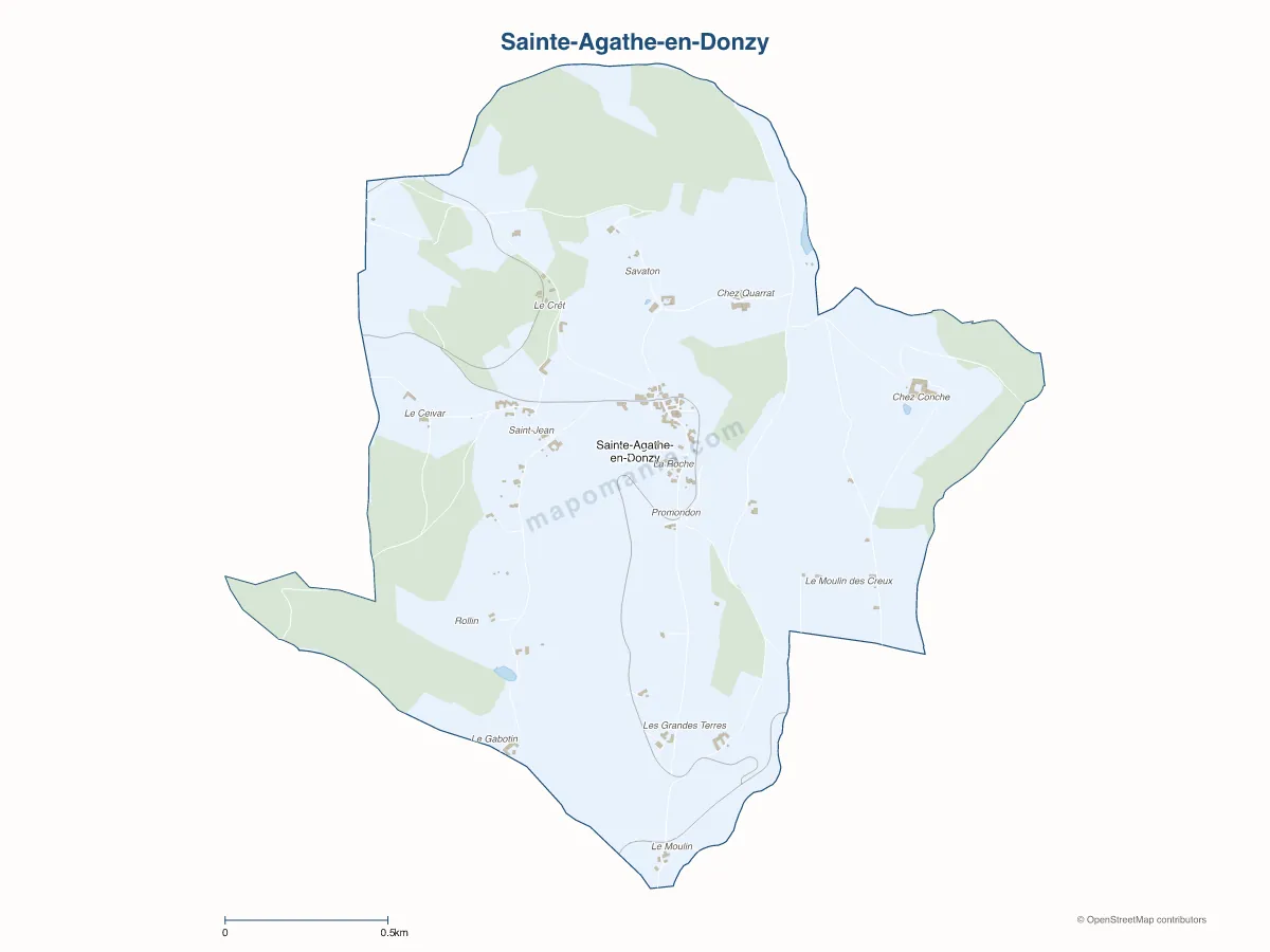 Carte de Sainte-Agathe-en-Donzy à personnaliser