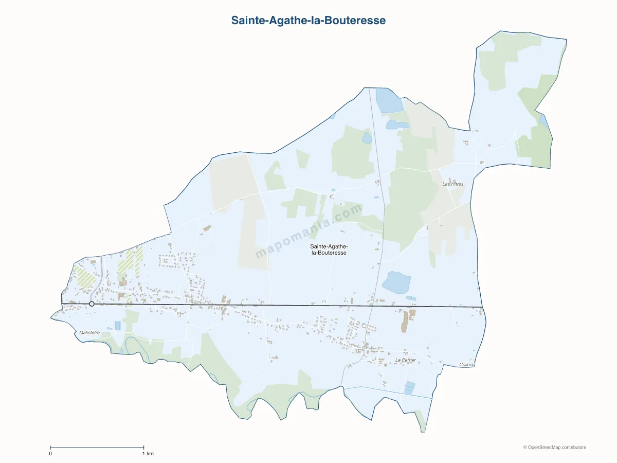 Carte de Sainte-Agathe-la-Bouteresse à personnaliser