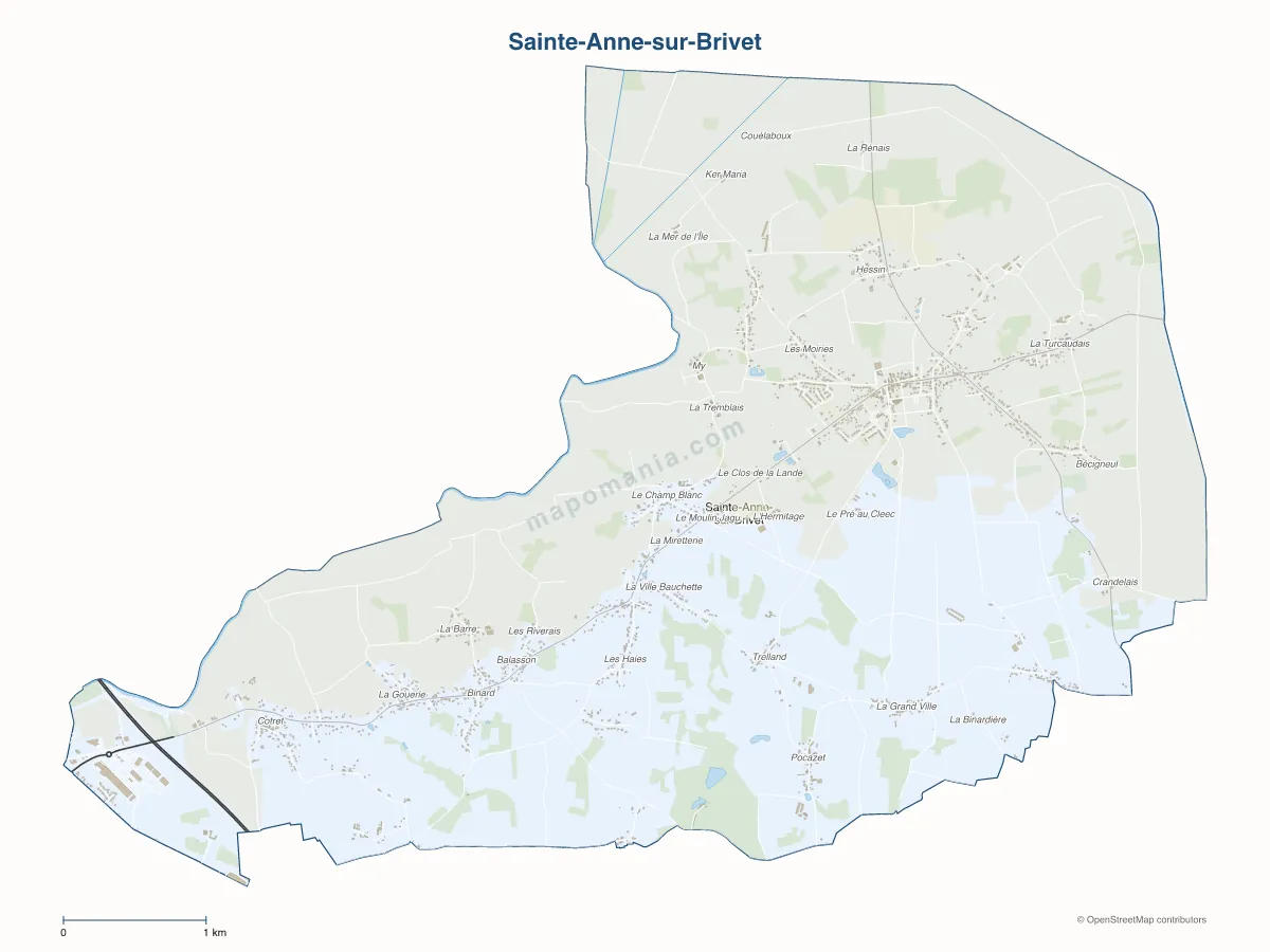 Carte de Sainte-Anne-sur-Brivet à personnaliser