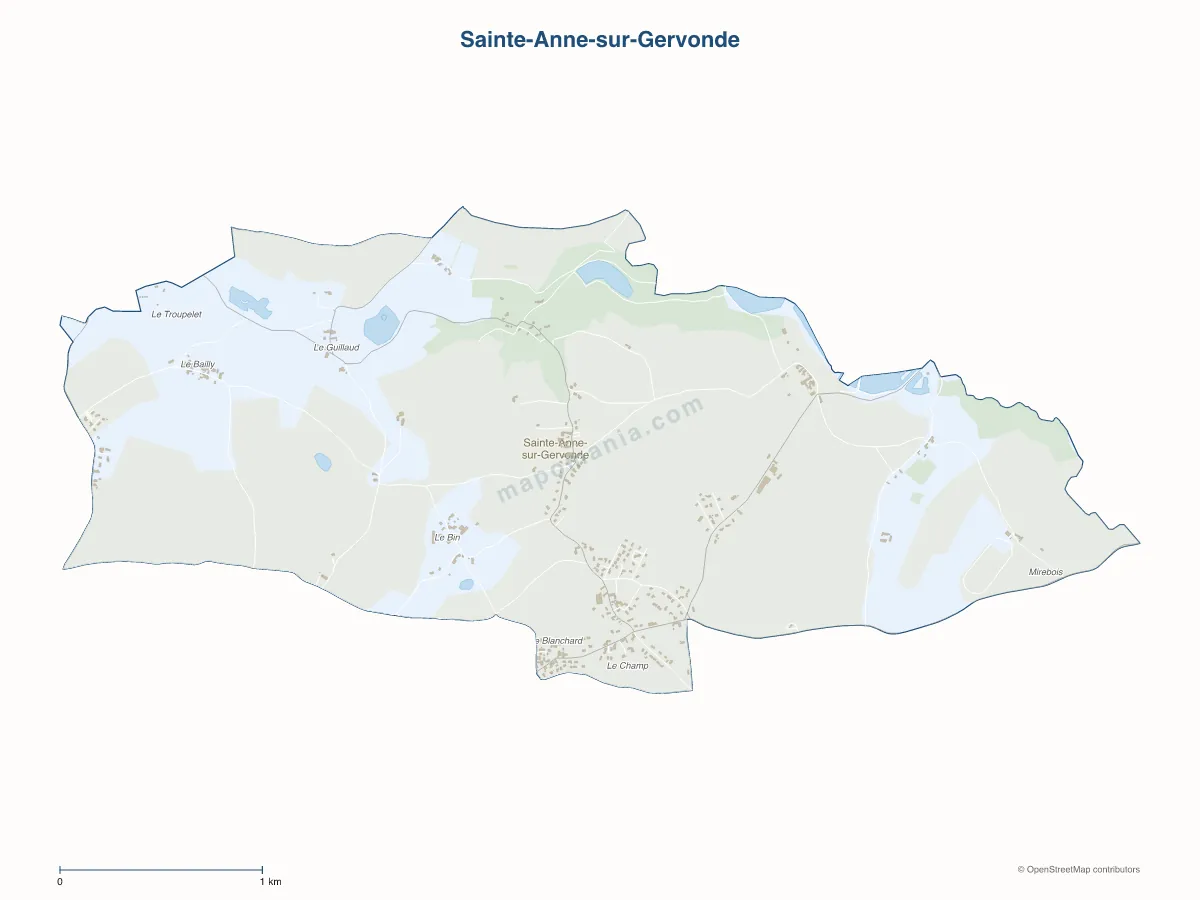 Carte de Sainte-Anne-sur-Gervonde à personnaliser