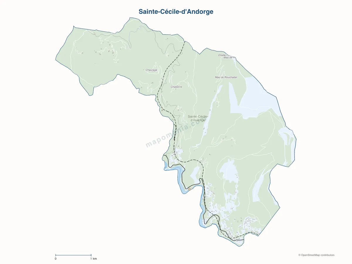 Carte de Sainte-Cécile-d'Andorge à personnaliser