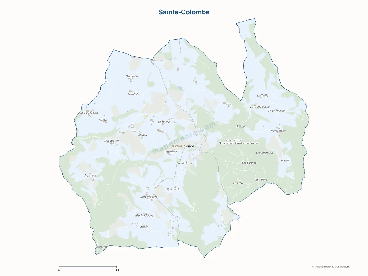 Carte de Sainte-Colombe à personnaliser