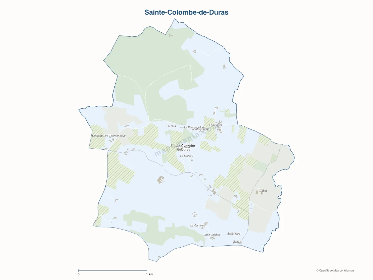 Carte de Sainte-Colombe-de-Duras à personnaliser