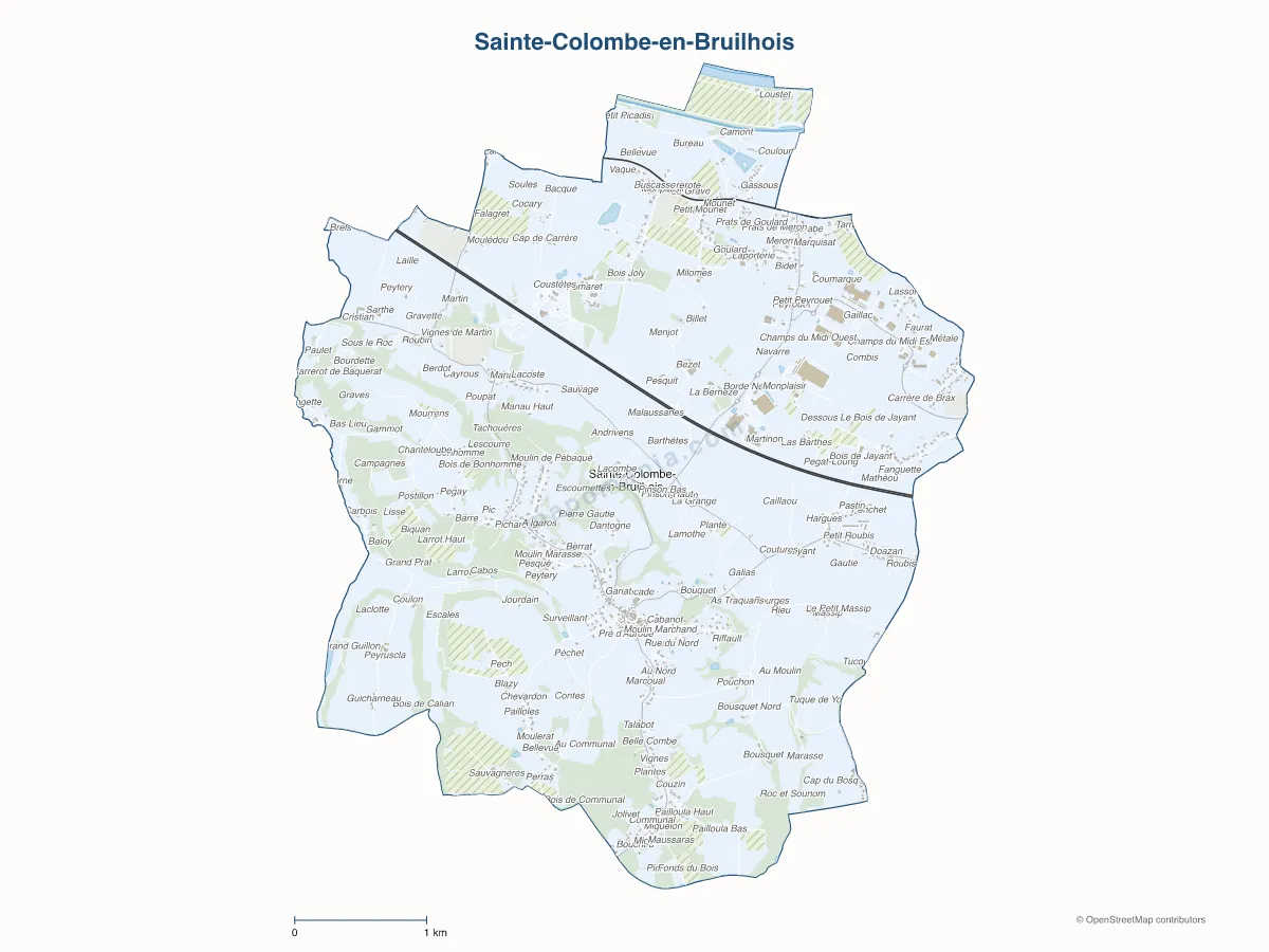 Carte de Sainte-Colombe-en-Bruilhois à personnaliser