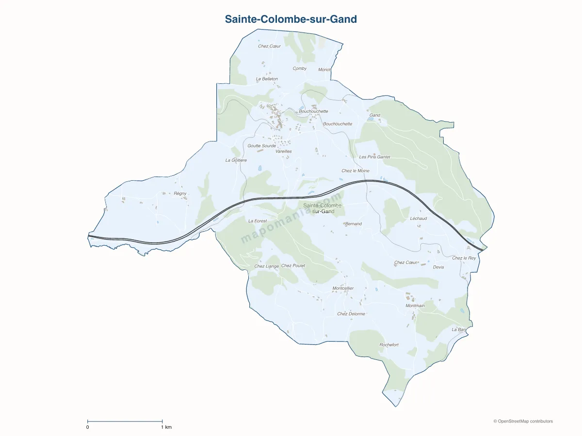 Carte de Sainte-Colombe-sur-Gand à personnaliser