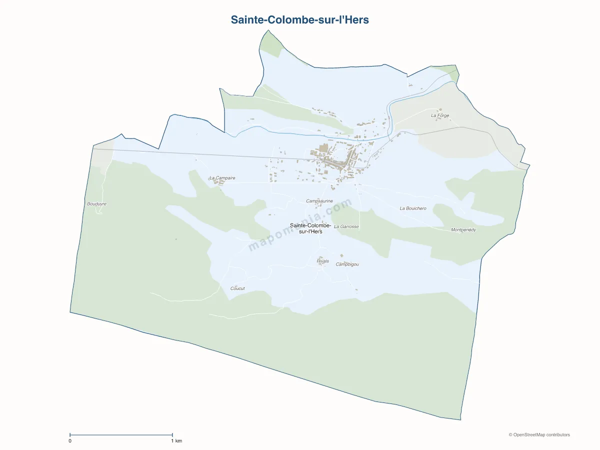 Carte de Sainte-Colombe-sur-l'Hers à personnaliser